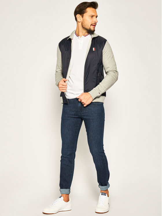 Tommy Hilfiger Tommy Hilfiger Džemperis Mixed Media Zip Throuch MW0MW13054 Pilka Regular Fit