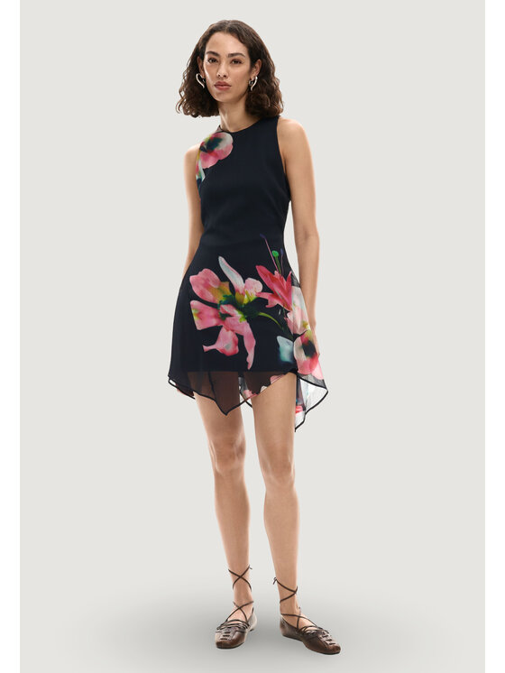 Desigual Desigual Ежедневна рокля VEST_NALA_ASIMETRICO Черен Egg Fit