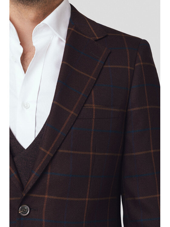 Lancerto Lancerto Marynarka Sovana MA131225000015 Bordowy Slim Fit