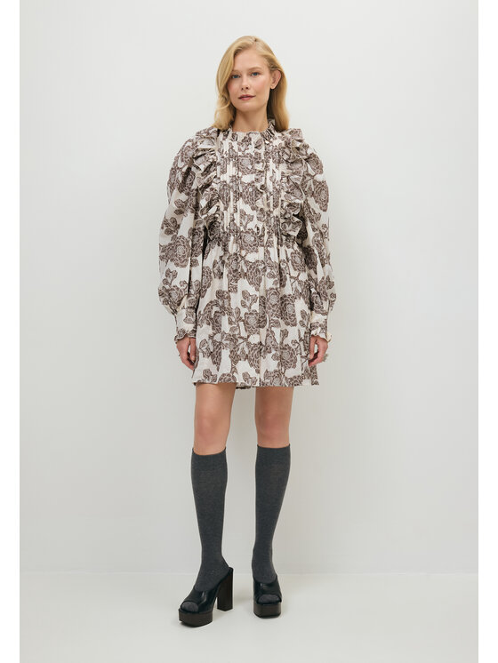 BIZUU BIZUU Sukienka codzienna LUA FLORAL Biały Standard Fit