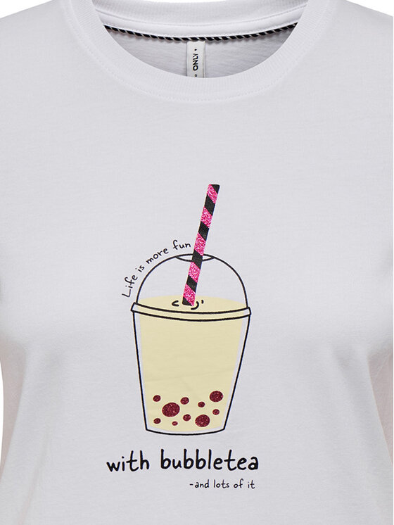 ONLY ONLY T-Shirt Fun Life 15349901 Biały Regular Fit