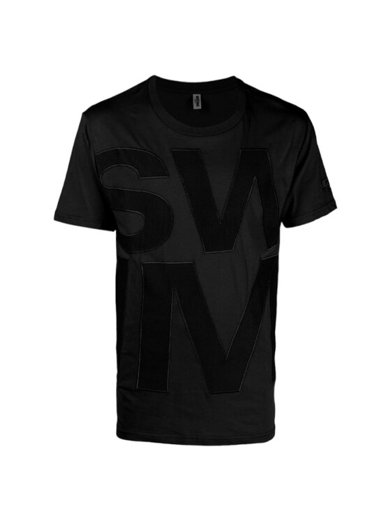 MOSCHINO T-shirt t-shirt Moschino uomo scritta traforata Nero Regular Fit