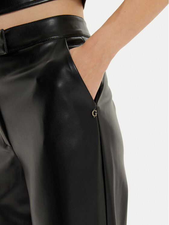 Guess Guess Pantaloni in similpelle Vixen W4PB68 WF8Q0 Nero Regular Fit