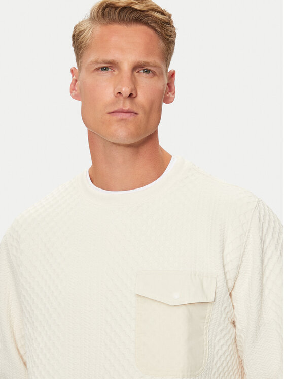 Brave Soul Brave Soul Felpa MSS-586KALK Écru Regular Fit