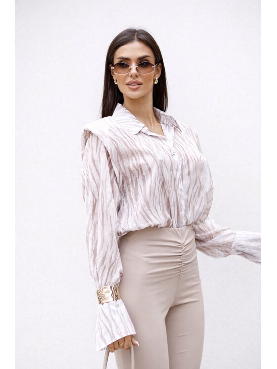 LilaLou LilaLou Koszula Camilla Beżowy Regular Fit