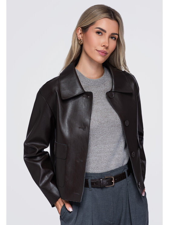 Ombre Ombre Kurtka przejściowa OW-JT-E0005 Brązowy Relaxed Fit