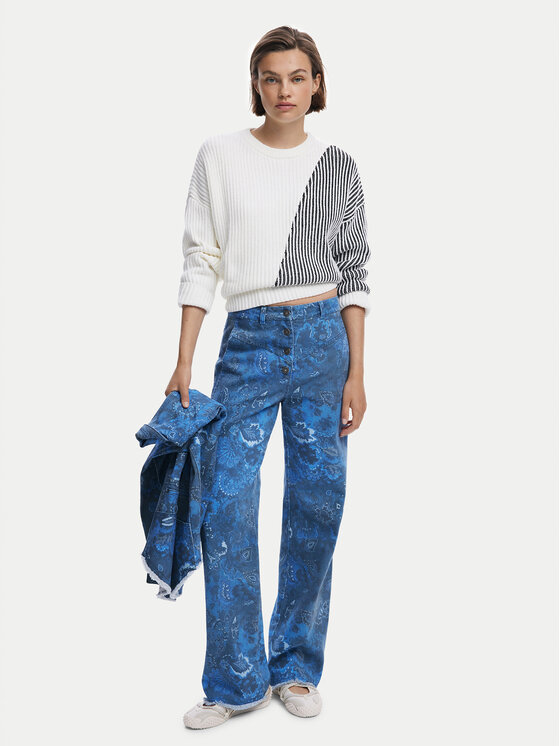 Desigual Desigual Πουλόβερ Nome 25WWJF26 Λευκό Regular Fit