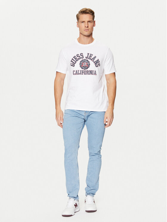 Guess Jeans Guess Jeans Tricou M5RI80 K8HM0 Alb Slim Fit
