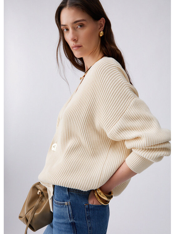 Liu Jo Liu Jo Kardigan CA6194MS042P9572 Kremowy Loose Fit