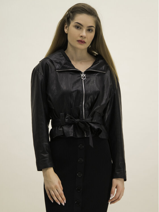 PINKO Pinko Jacke aus Kunstleder Miglio PE 20 BLK01 1G14LG 7866 Schwarz Regular Fit