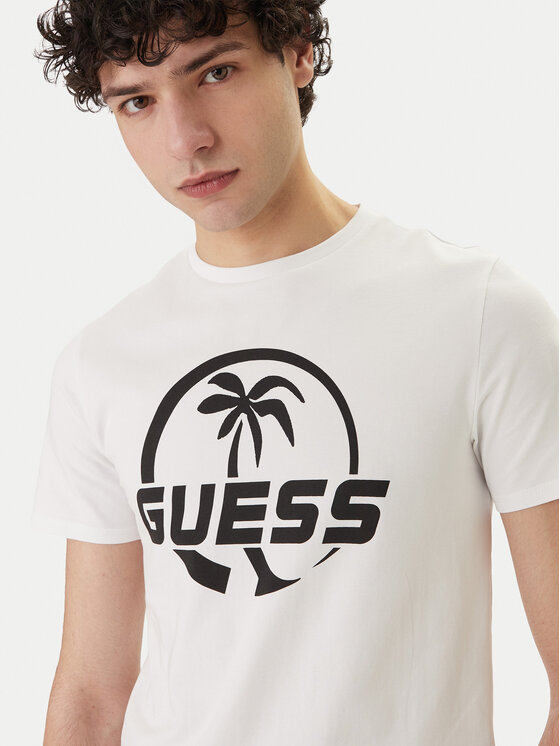 Guess Guess Tričko F6GI00 J1314 Biela Slim Fit