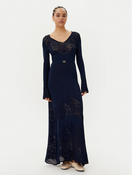 TWINSET TWINSET Trikotažinė suknelė 251TP3240 Tamsiai mėlyna Slim Fit