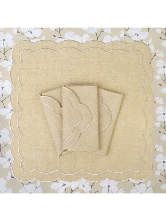 Roseberry Home Roseberry Home Serwetki haftowane Beige Petali Beżowy