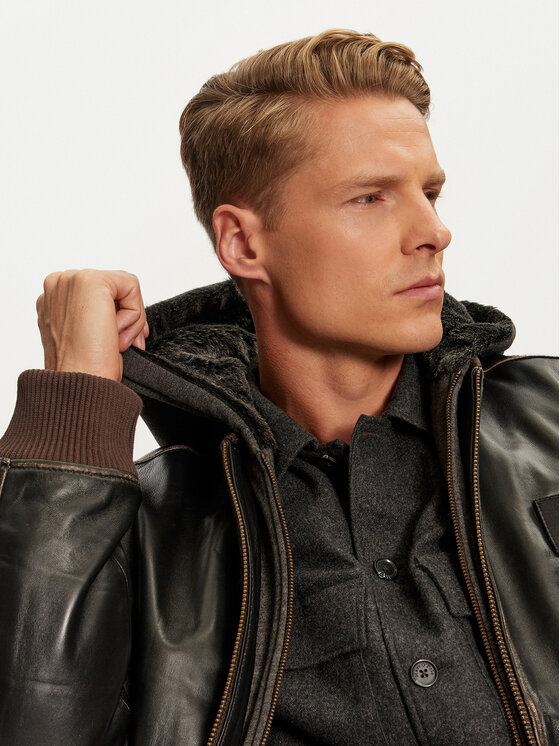 Alpha Industries Alpha Industries Bőrkabát 193129 Barna Regular Fit