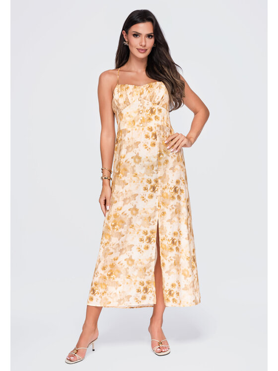 Ombre Ombre Sukienka wieczorowa OW-DLR-E0019 Żółty Regular Fit