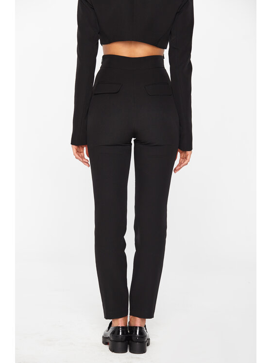 MANDRAGORA MANDRAGORA Kalhoty z materiálu feminity Černá Slim Fit