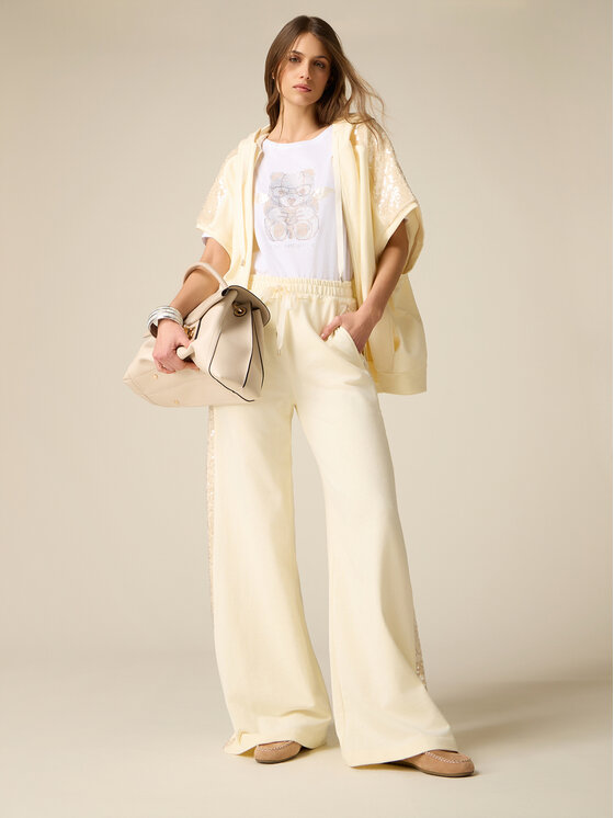 Oltre Oltre Pantaloni di tessuto P841J002432N013 Bianco Baggy Fit