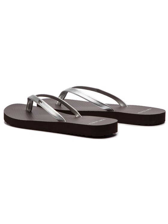 Tory Burch Tory Burch Šlepetės per pirštą Metallic Leather Flip Flop 54890 Sidabrinė