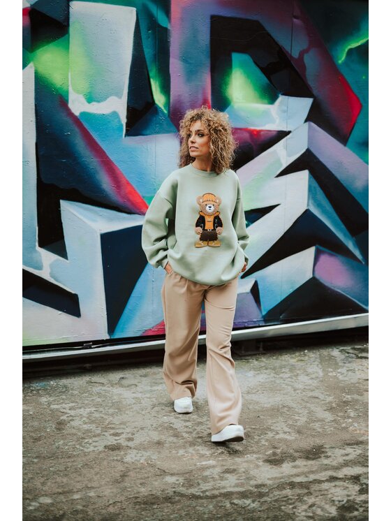 Bejbi Story Bejbi Story Bluza Axel Teddy dla mamy i taty Zielony Oversize