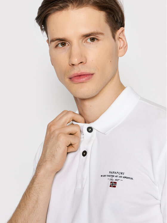 Napapijri Napapijri Тениска с яка и копчета Elbas NP0A4GDL Бял Regular Fit