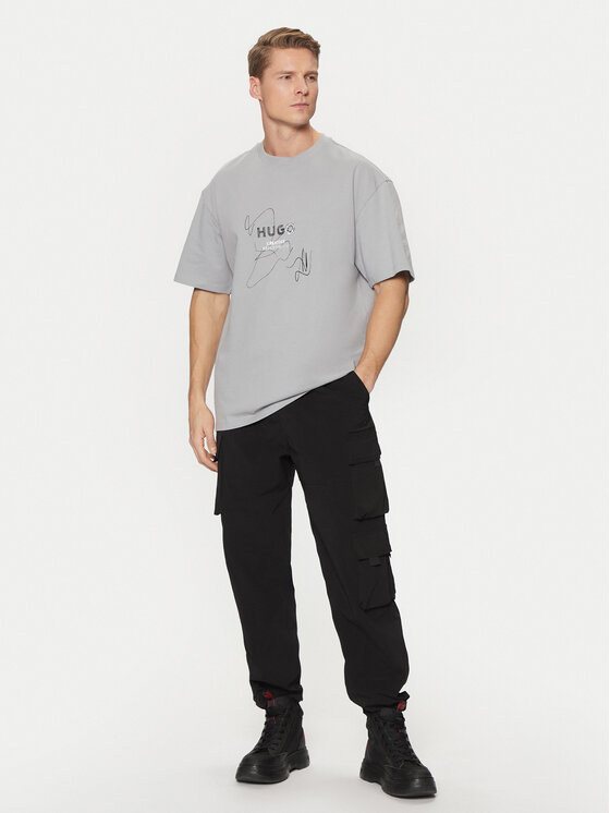 HUGO HUGO T-shirt Nabion 50530441 Siva Loose Fit