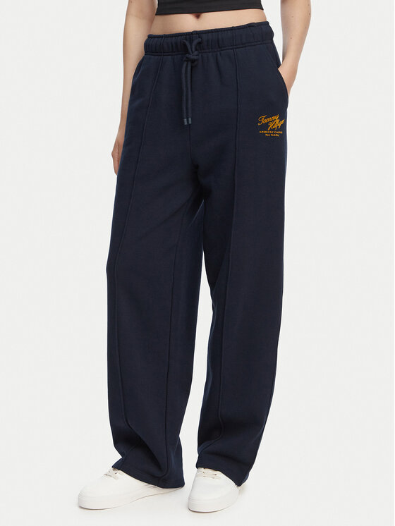 Tommy Hilfiger Pantaloni trening Logo Exaggerated Seam WW0WW50783 Bleumarin Relaxed Fit