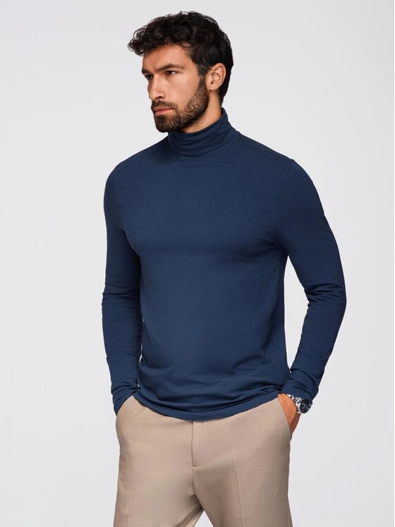 Ombre Ombre Longsleeve OM-LSCL-0130 Granatowy Slim Fit