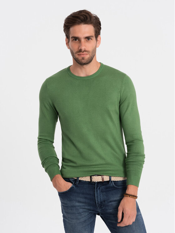 Ombre Ombre Svetr OM-SWBS-0106 Zelená Regular Fit