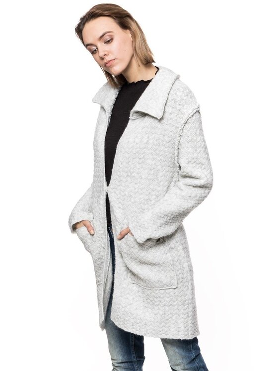 Tom Tailor Tom Tailor Płaszcz TOM TAILOR KNIT COAT Biały Regular Fit