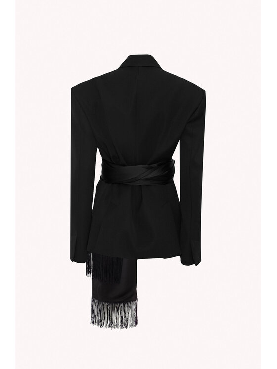 Epuzer Epuzer Giacca da abito Fringed belted Nero Standard Fit
