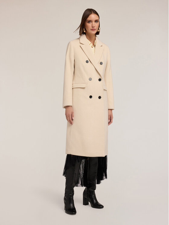 Motivi Motivi Cappotto 0084Q000602N002 Écru Regular Fit