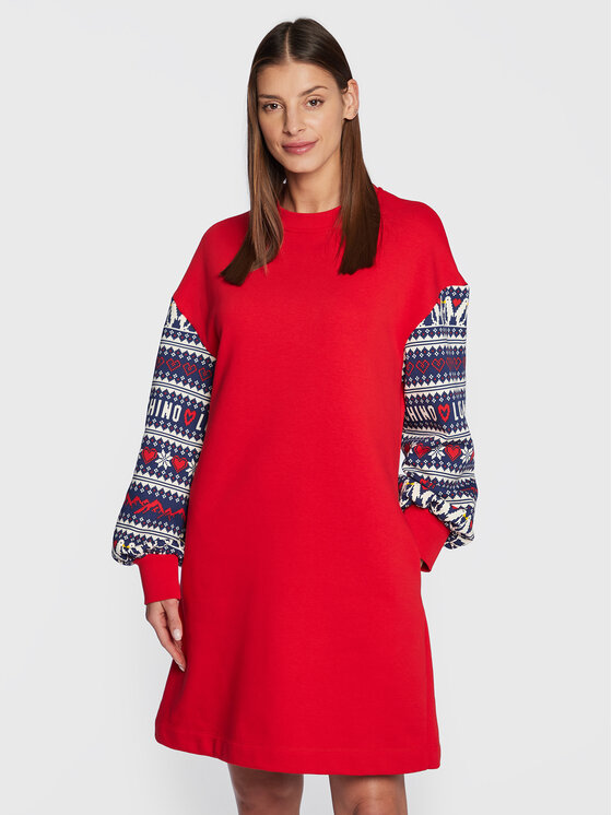 LOVE MOSCHINO Pletena obleka W5C9701M 4432 Rdeča Regular Fit
