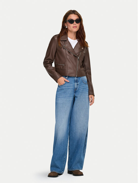 ONLY ONLY Bunda z imitácie kože Carmen 15361396 Hnedá Regular Fit