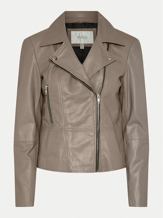 YAS YAS Μπουφάν δερμάτινο Sophie 26018510 Γκρι Regular Fit