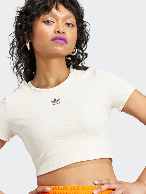 adidas adidas Marškinėliai Essentials IJ7804 Smėlio Slim Fit