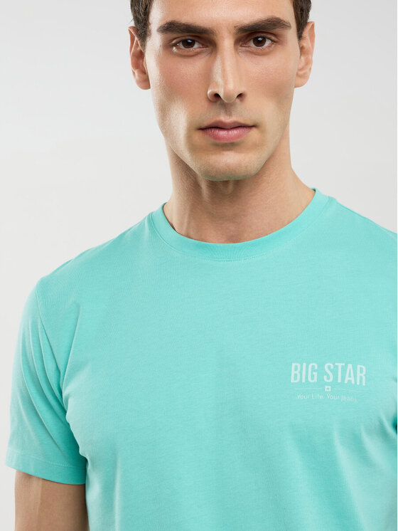 BIG STAR BIG STAR T-Shirt BRUNOMI_302_150 Turkusowy Basic Fit