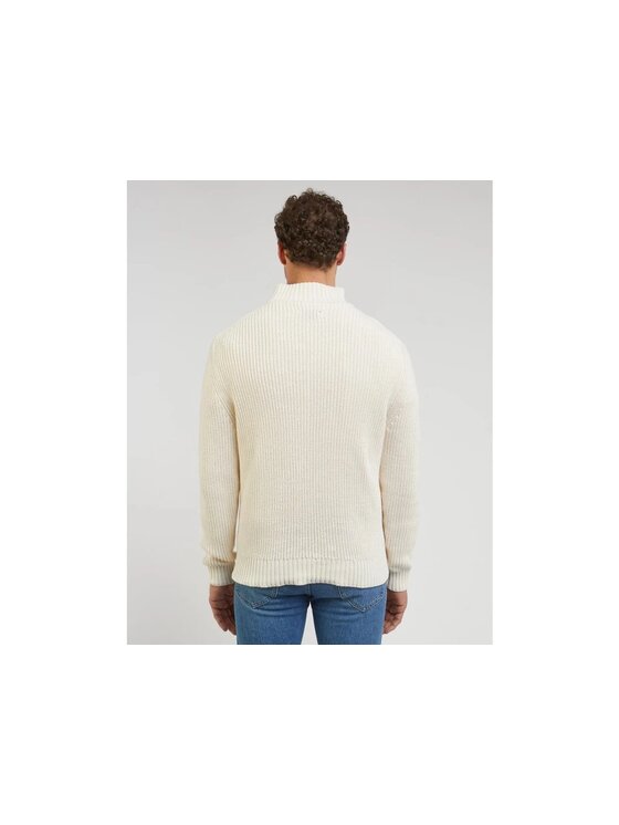 Lee Lee Sweter HALF ZIP KNIT Biały Regular Fit
