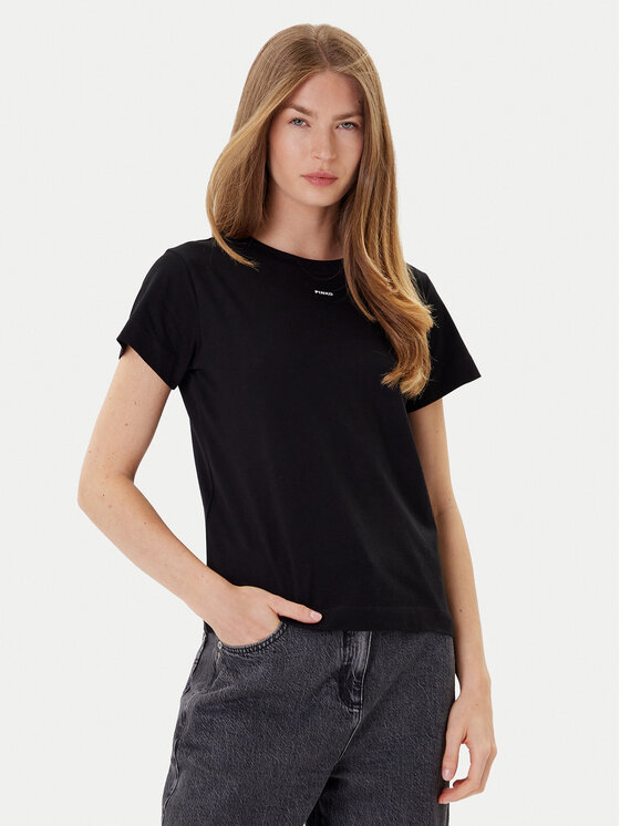 PINKO PINKO T-Shirt Basico 100373 A2RE Czarny Regular Fit