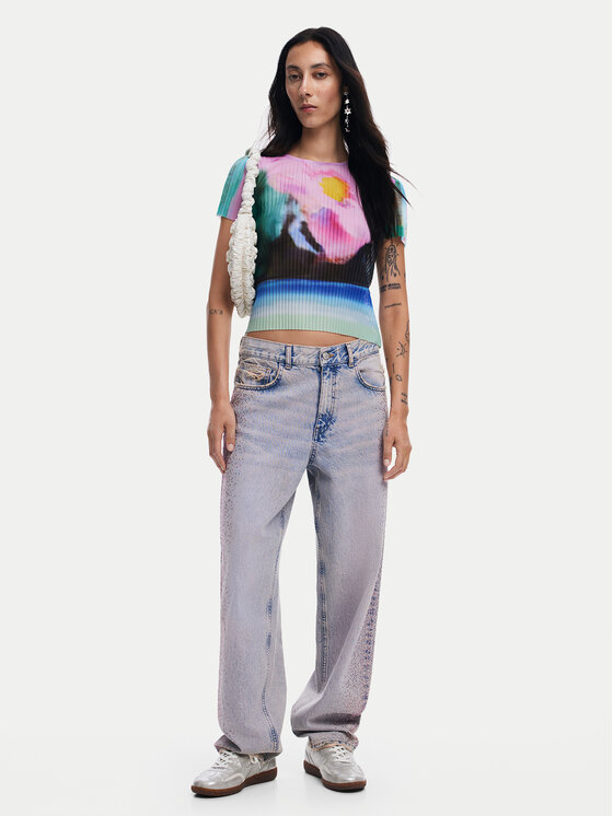 Desigual Desigual Τζιν Cara 24WWDD92 Μπλε Straight Fit