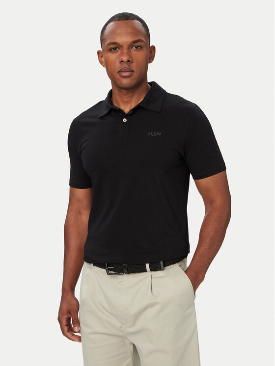 Guess Tricou polo M6YP07 K4104 Negru Slim Fit
