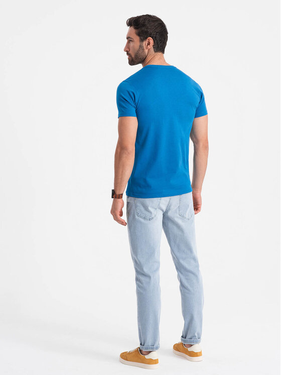 Ombre Ombre T-Shirt OM-TSBS-0146 Modrá Regular Fit