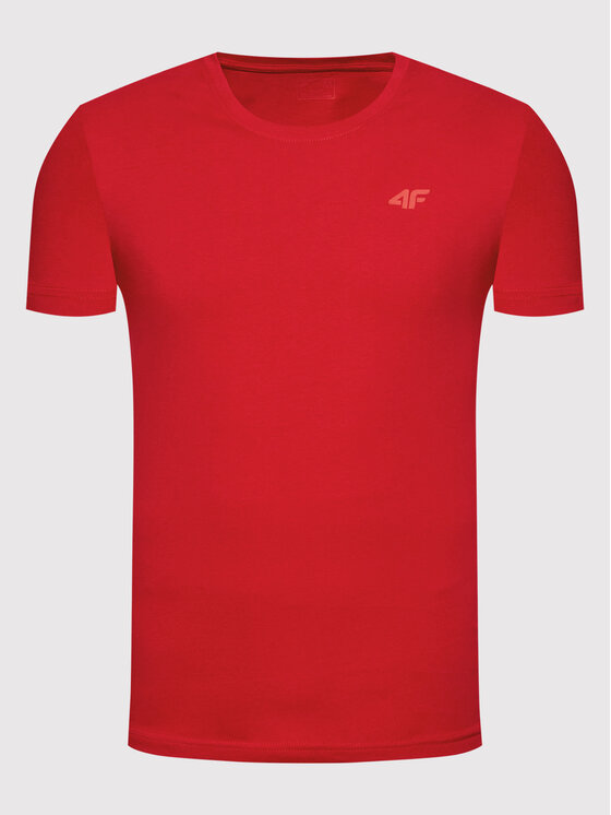 4F 4F T-Shirt NOSH4-TSM352 Czerwony Regular Fit