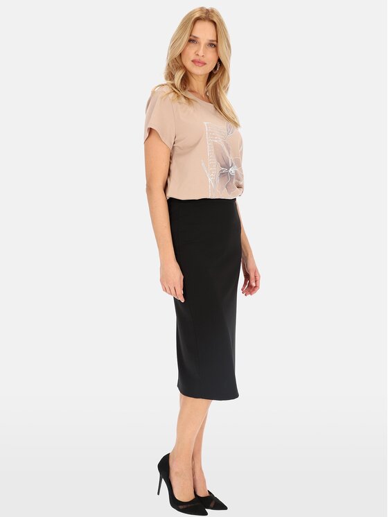 Perso Perso Spódnica JPE242406F Czarny Fitted Fit