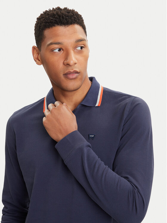 Wrangler Wrangler Тениска с яка и копчета 112371506 Тъмносин Regular Fit