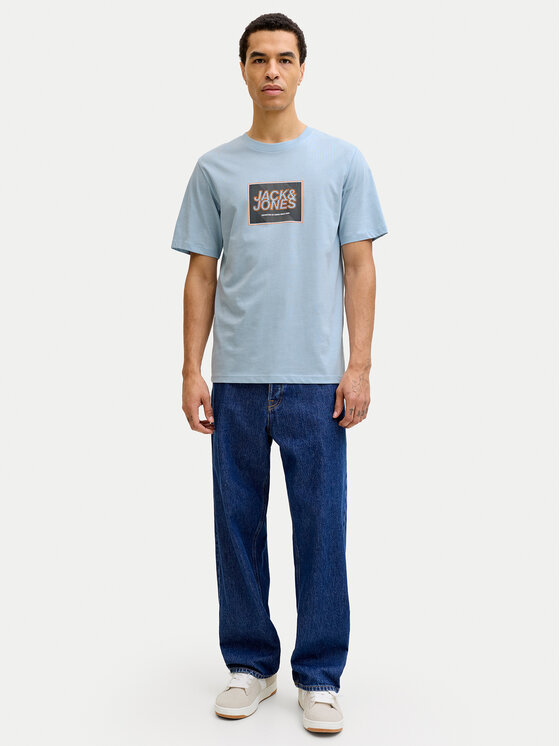 Jack & Jones Jack & Jones Tricou Jjrain Tee Ss Crew Neck 12288097 Albastru celest Regular Fit