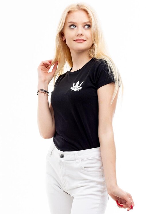 Jigga Wear Jigga Wear T-Shirt Damska Koszulka Z Krótkim Rękawem Czarna / Biała Jigga Classic Logo M Czarny Regular Fit