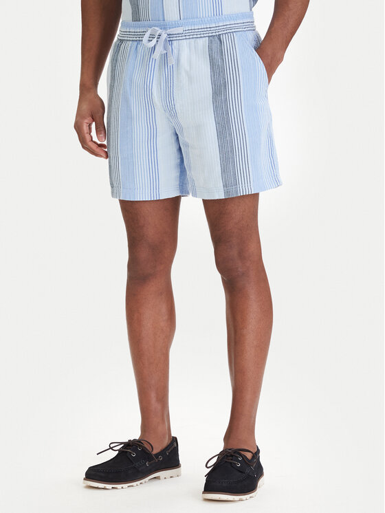 Tommy Jeans Szorty materiałowe Dobby Stripe DM0DM22830 Błękitny Relaxed Fit