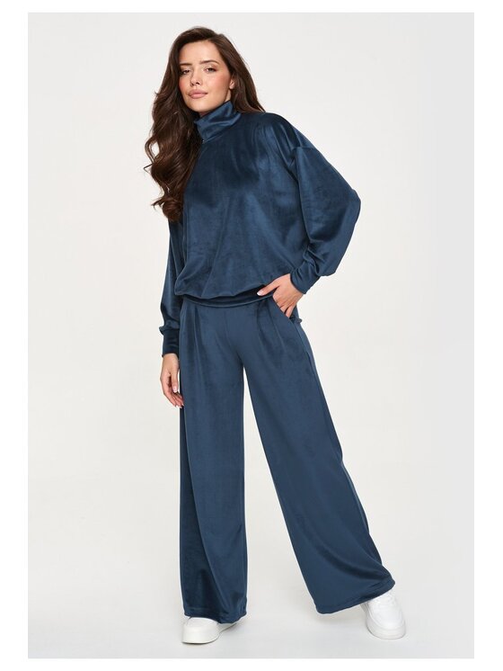 Makadamia Makadamia Dres M953 Niebieski Loose Fit