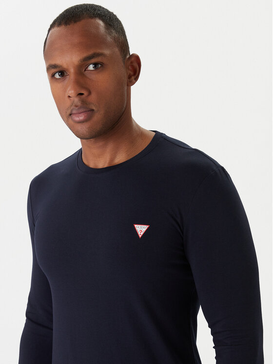 Guess Guess Pikkade varrukatega T-särk M2YI28 J1314 Tumesinine Slim Fit