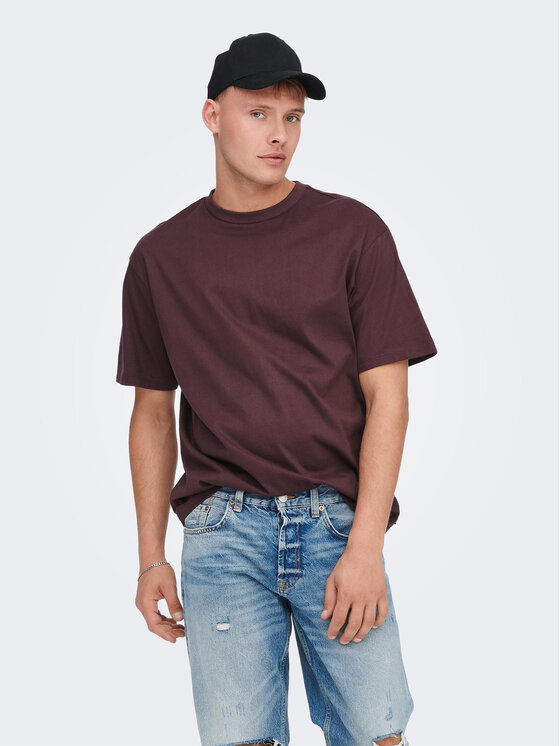 only & sons t-shirt 22022532 marron relaxed fit